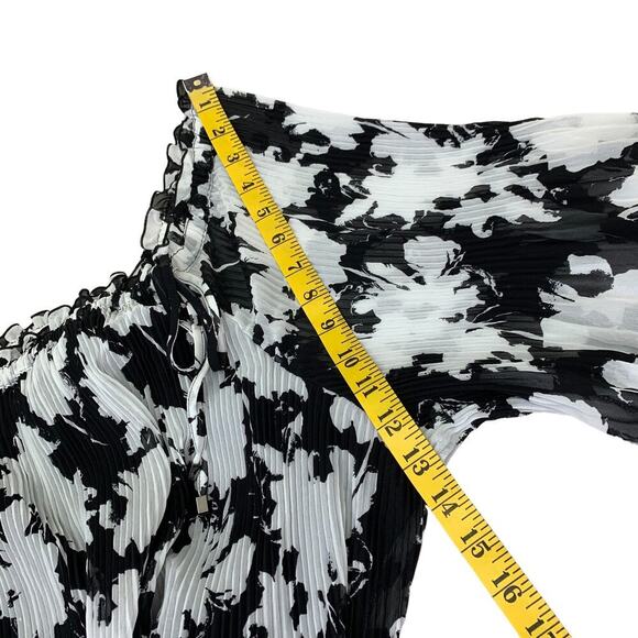 Lane Bryant Floral Chiffon Off the Shoulder Tops Plus Size 26/28 Pleated Blouse - Picture 12 of 16